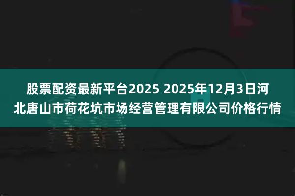 股票配资最新平台2025 2025年12月3日河北唐山市荷花坑市场经营管理有限公司价格行情